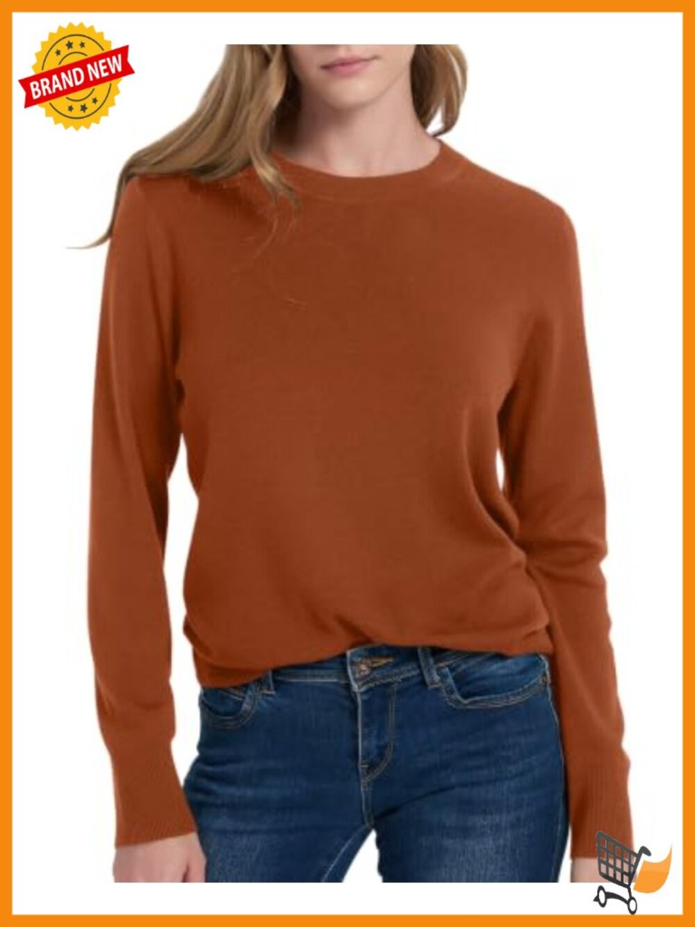 100% Merino Wool Crewneck Long Sleeve Pullover Sweater